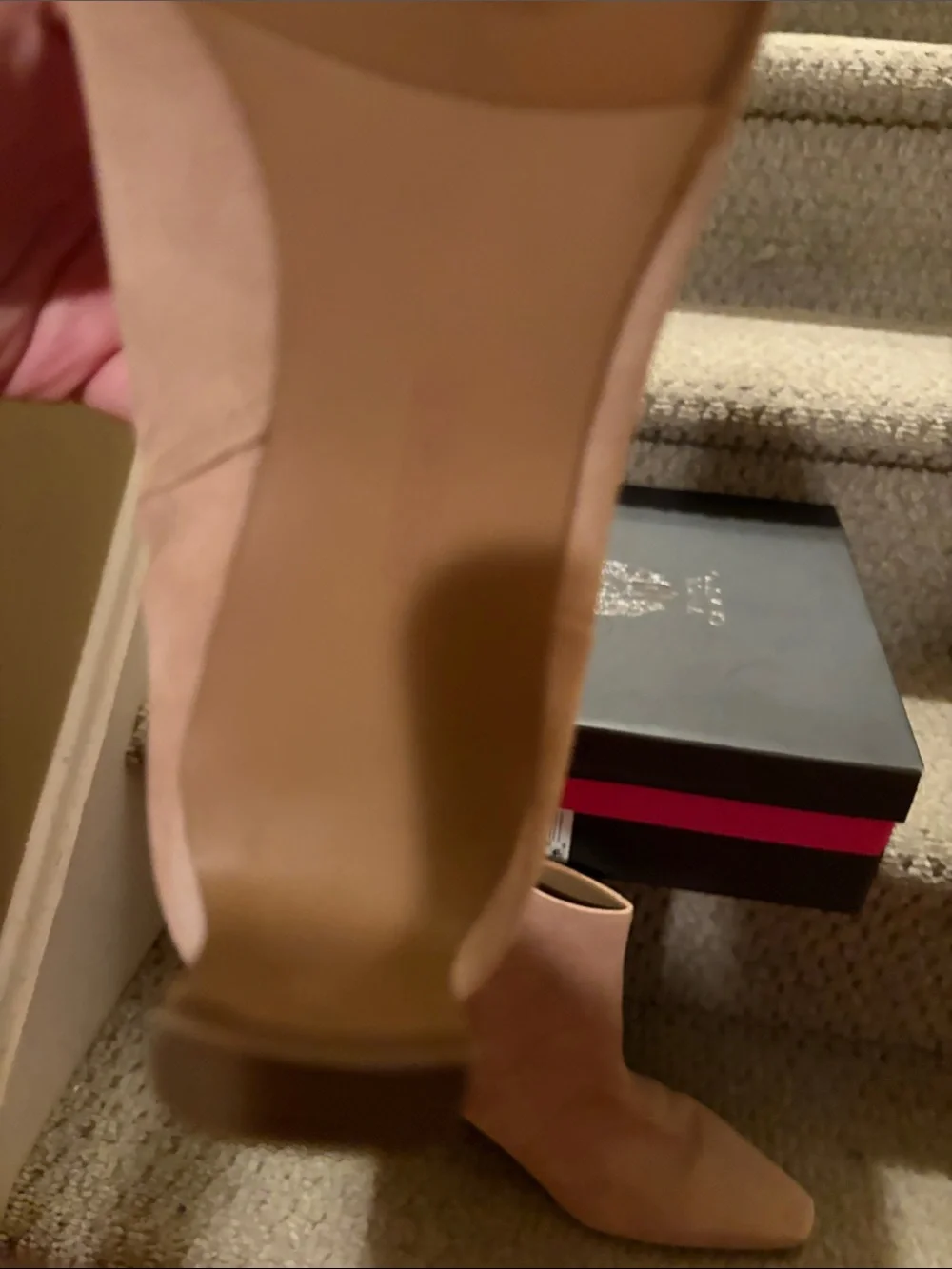 Vince Camuto Beige  Suede Almond-Toe Ankle Boots